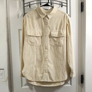 American Eagle Cream Corduroy Button-Up Shirt